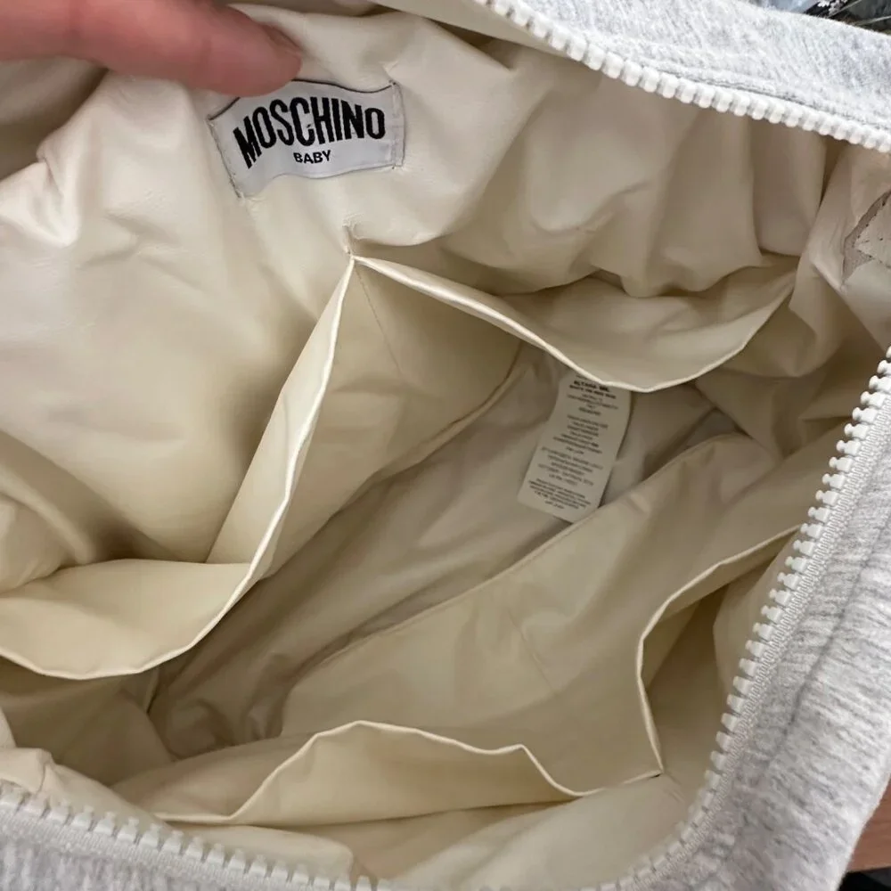 Moschino Baby Teddy Bear Motif Diaper Bag Front Flat Cotton Blend O/S